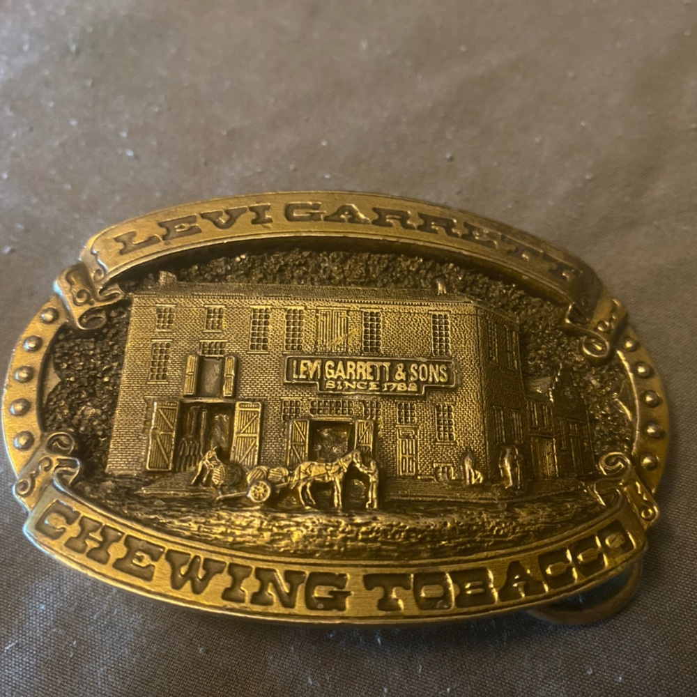 Vintage Levi Garrett Chewing Tobacco Brass belt buckle